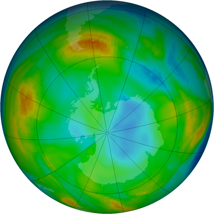 Antarctic ozone map for 29 June 1980